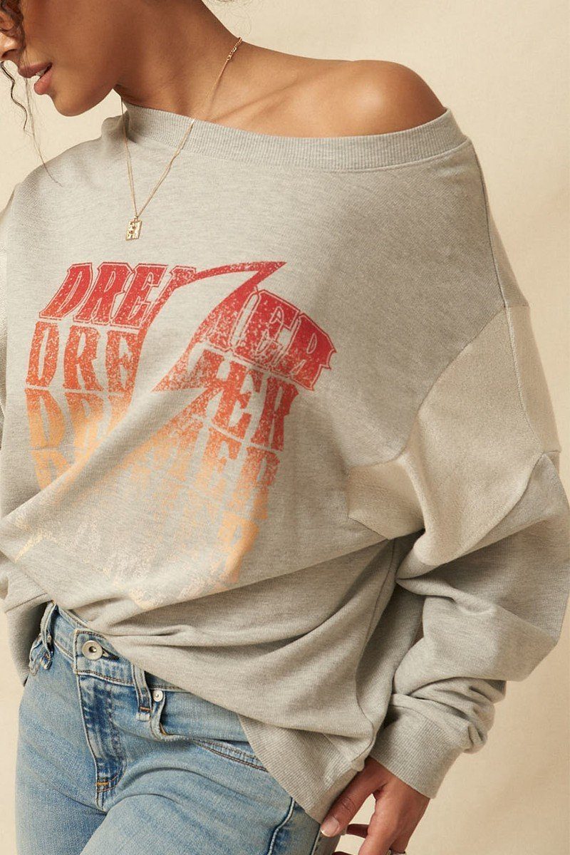 A French Terry Knit Graphic Sweatshirt