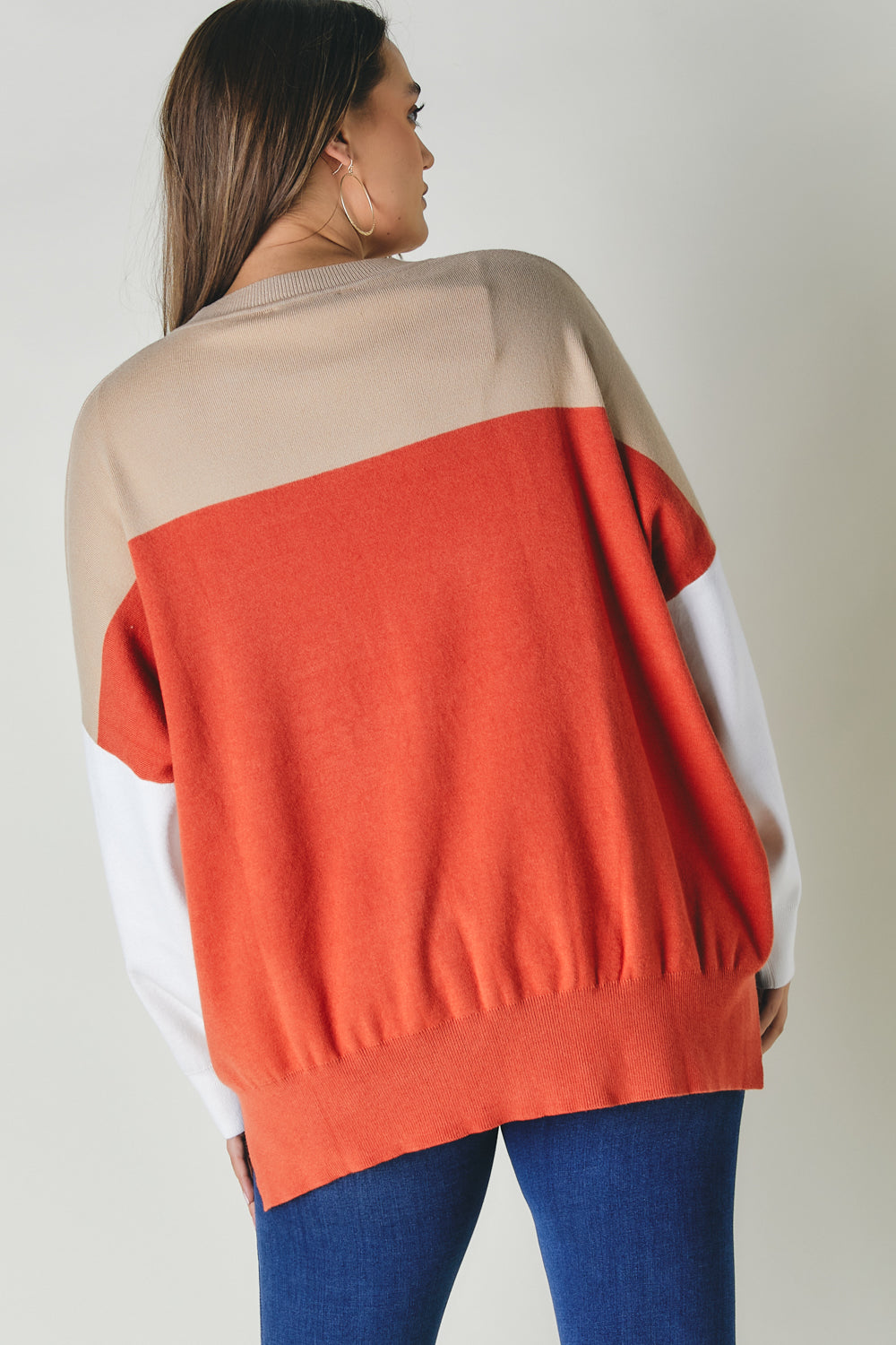 Plus Round Neck Multicolored Oversized Sweater