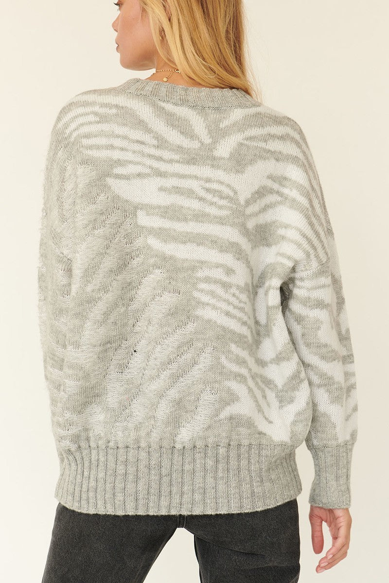 A Zebra Print Pullover Sweater